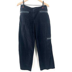 J. Jill corduroy wide leg cargo pants mid rise waist boho dress black 8